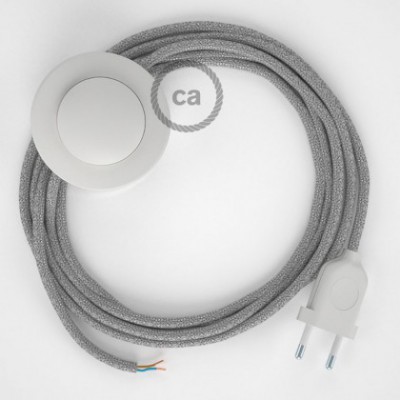 Cableado para lámpara de pie, cable RL02 Efecto Seda Glitter Plateado 3 m. Elige tu el color de la clavija y del interruptor!