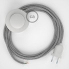 Cableado para lámpara de pie, cable RL02 Efecto Seda Glitter Plateado 3 m. Elige tu el color de la clavija y del interruptor!