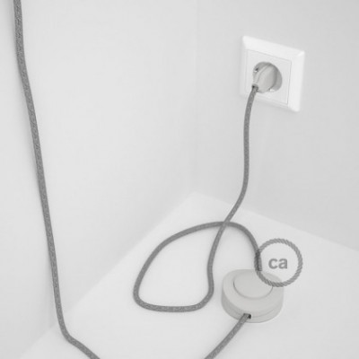 Cableado para lámpara de pie, cable RL02 Efecto Seda Glitter Plateado 3 m. Elige tu el color de la clavija y del interruptor!