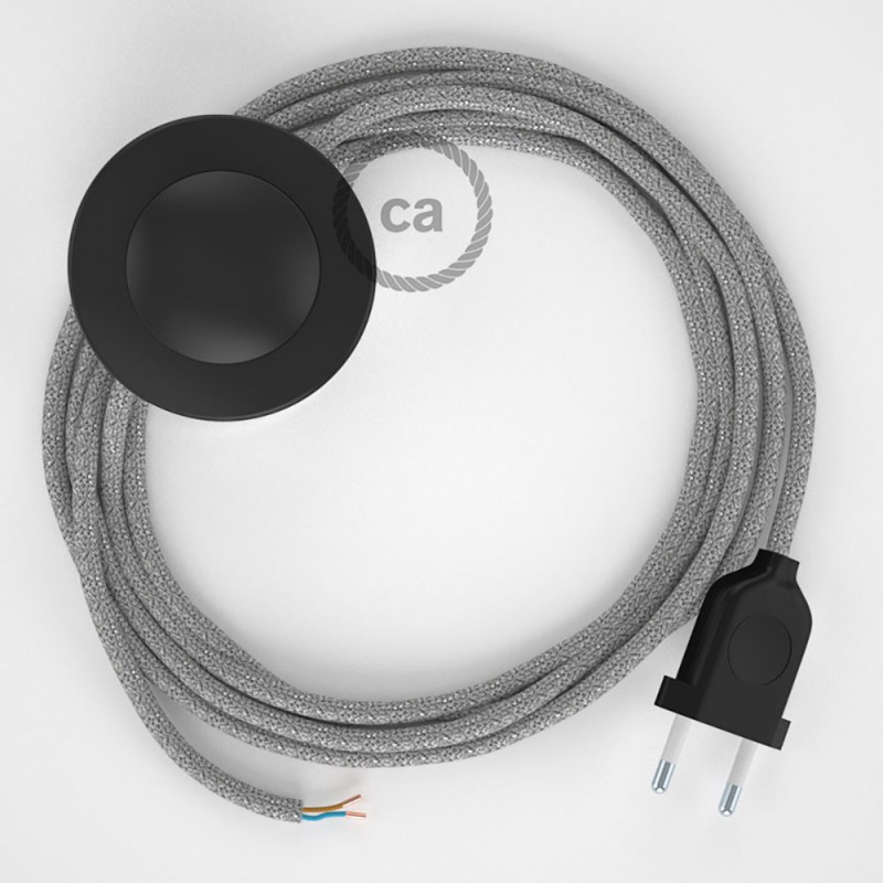 Cableado para lámpara de pie, cable RL02 Efecto Seda Glitter Plateado 3 m. Elige tu el color de la clavija y del interruptor!
