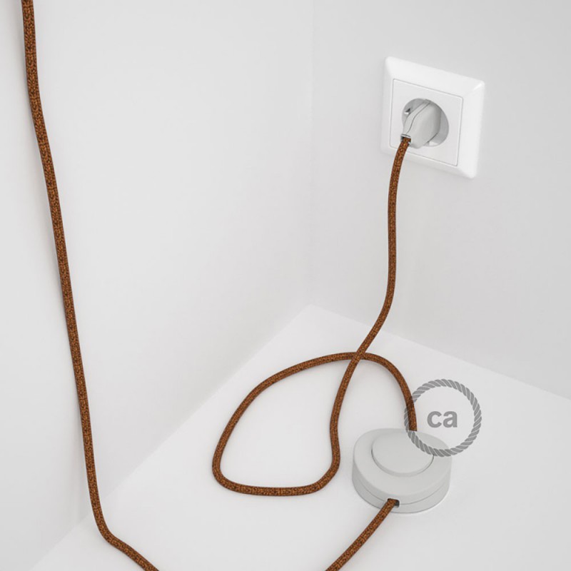 Cableado para lámpara de pie, cable RL22 Efecto Seda Glitter Cobre 3 m. Elige tu el color de la clavija y del interruptor!