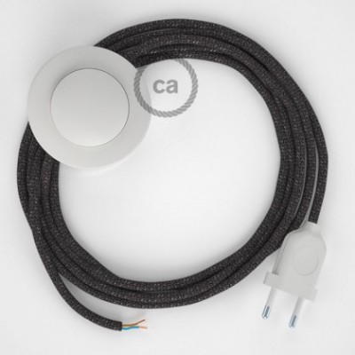 Cableado para lámpara de pie, cable RL03 Efecto Seda Glitter Gris 3 m. Elige tu el color de la clavija y del interruptor!