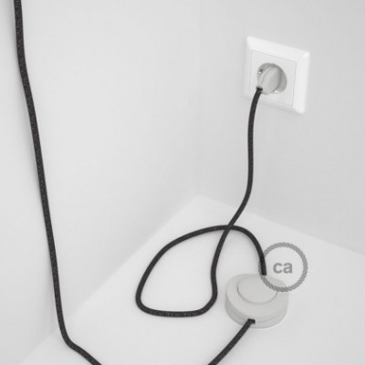 Cableado para lámpara de pie, cable RL03 Efecto Seda Glitter Gris 3 m. Elige tu el color de la clavija y del interruptor!