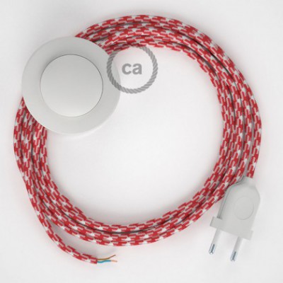 Cableado para lámpara de pie, cable RP09 Efecto Seda Bicolor Blanco-Rojo 3 m. Elige tu el color de la clavija y del interruptor!