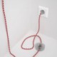 Cableado para lámpara de pie, cable RP09 Efecto Seda Bicolor Blanco-Rojo 3 m. Elige tu el color de la clavija y del interruptor!