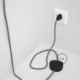 Cableado para lámpara de pie, cable RP04 Efecto Seda Bicolor Negro 3 m. Elige tu el color de la clavija y del interruptor!