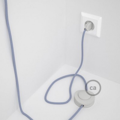 Cableado para lámpara de pie, cable RZ07 Efecto Seda ZigZag Blanco Lila 3 m. Elige tu el color de la clavija y del interruptor!