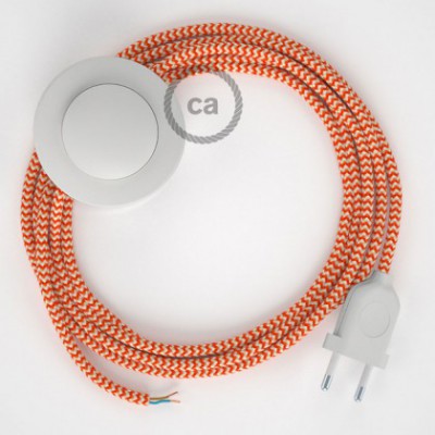 Cableado para lámpara de pie, cable RZ15 Efecto Seda ZigZag Naranja 3 m. Elige tu el color de la clavija y del interruptor!