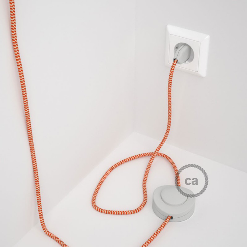 Cableado para lámpara de pie, cable RZ15 Efecto Seda ZigZag Naranja 3 m. Elige tu el color de la clavija y del interruptor!