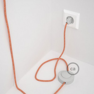 Cableado para lámpara de pie, cable RZ15 Efecto Seda ZigZag Naranja 3 m. Elige tu el color de la clavija y del interruptor!