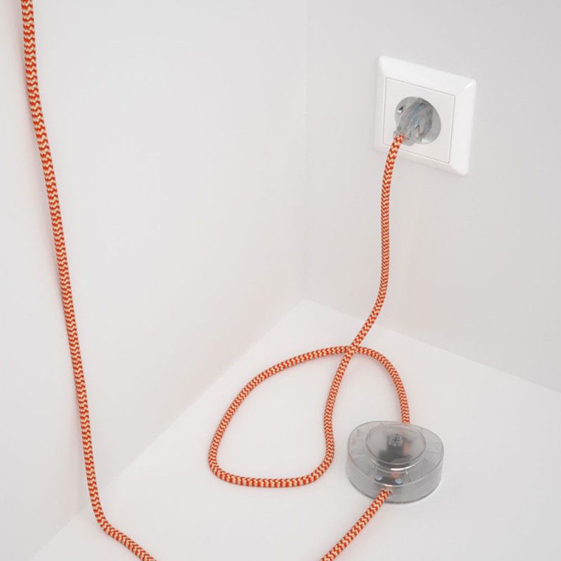 Cableado para lámpara de pie, cable RZ15 Efecto Seda ZigZag Naranja 3 m. Elige tu el color de la clavija y del interruptor!