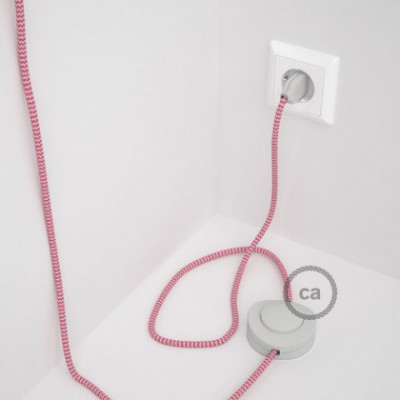 Cableado para lámpara de pie, cable RZ08 Efecto Seda ZigZag Fuchsia 3 m. Elige tu el color de la clavija y del interruptor!