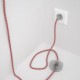 Cableado para lámpara de pie, cable RZ09 Efecto Seda ZigZag Blanco Rojo 3 m. Elige tu el color de la clavija y del interruptor!