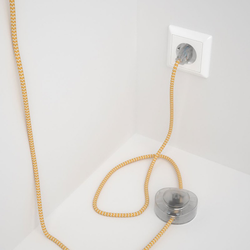 Cableado para lámpara de pie, cable RZ10 Efecto Seda ZigZag Amarillo 3 m. Elige tu el color de la clavija y del interruptor!