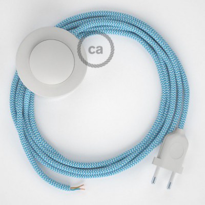 Cableado para lámpara de pie, cable RZ11 Efecto Seda ZigZag Celeste 3 m. Elige tu el color de la clavija y del interruptor!