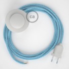 Cableado para lámpara de pie, cable RZ11 Efecto Seda ZigZag Celeste 3 m. Elige tu el color de la clavija y del interruptor!