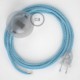 Cableado para lámpara de pie, cable RZ11 Efecto Seda ZigZag Celeste 3 m. Elige tu el color de la clavija y del interruptor!