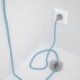 Cableado para lámpara de pie, cable RZ11 Efecto Seda ZigZag Celeste 3 m. Elige tu el color de la clavija y del interruptor!