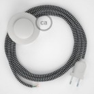 Cableado para lámpara de pie, cable RZ04 Efecto Seda ZigZag Blanco Negro 3 m. Elige tu el color de la clavija y del interruptor!
