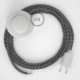 Cableado para lámpara de pie, cable RZ04 Efecto Seda ZigZag Blanco Negro 3 m. Elige tu el color de la clavija y del interruptor!