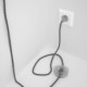 Cableado para lámpara de pie, cable RZ04 Efecto Seda ZigZag Blanco Negro 3 m. Elige tu el color de la clavija y del interruptor!