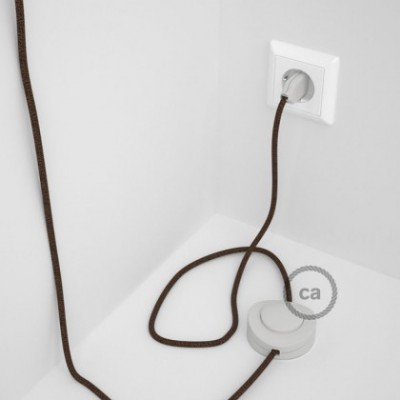 Cableado para lámpara de pie, cable RL13 Efecto Seda Glitter Marrón 3 m. Elige tu el color de la clavija y del interruptor!