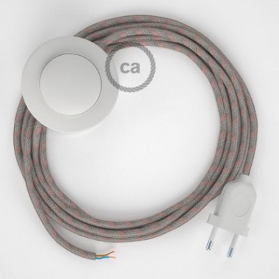 Cableado para lámpara de pie, cable RD51 Stripes Rosa Viejo 3 m. Elige tu el color de la clavija y del interruptor!