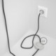 Cableado para lámpara de pie, cable RS81 Algodón y Lino Natural Negro 3 m. Elige tu el color de la clavija y del interruptor!