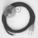 Cableado para lámpara de pie, cable RS81 Algodón y Lino Natural Negro 3 m. Elige tu el color de la clavija y del interruptor!