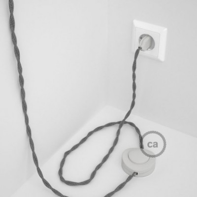 Cableado para lámpara de pie, cable TN02 Lino Natural Gris 3 m. Elige tu el color de la clavija y del interruptor!