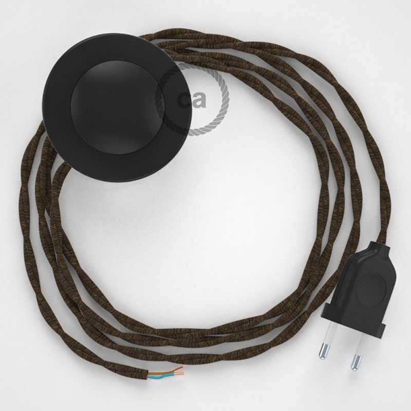Cableado para lámpara de pie, cable TN04 Lino Natural Marrón 3 m. Elige tu el color de la clavija y del interruptor!
