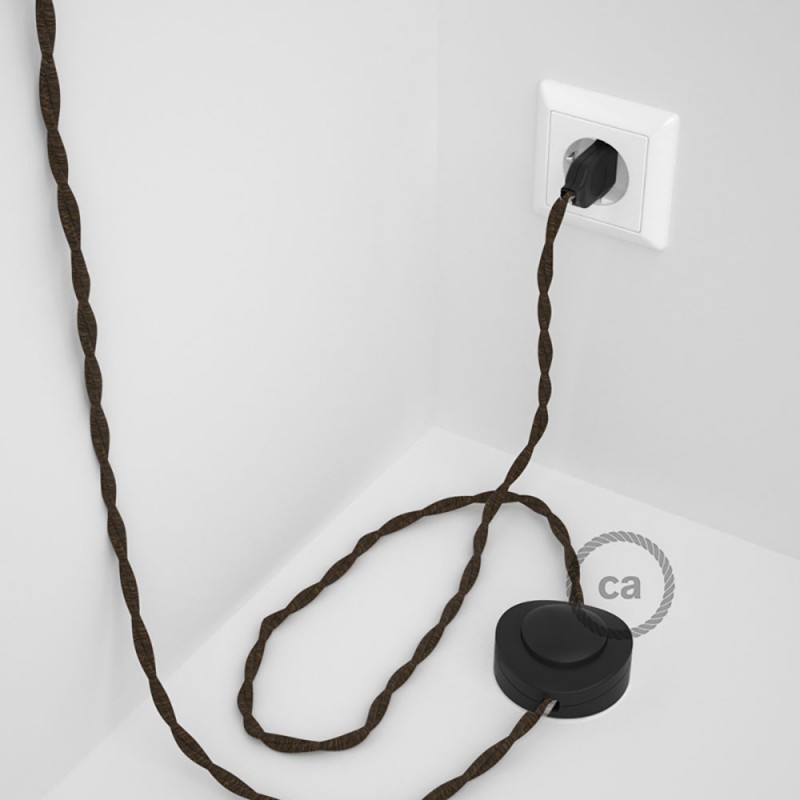Cableado para lámpara de pie, cable TN04 Lino Natural Marrón 3 m. Elige tu el color de la clavija y del interruptor!