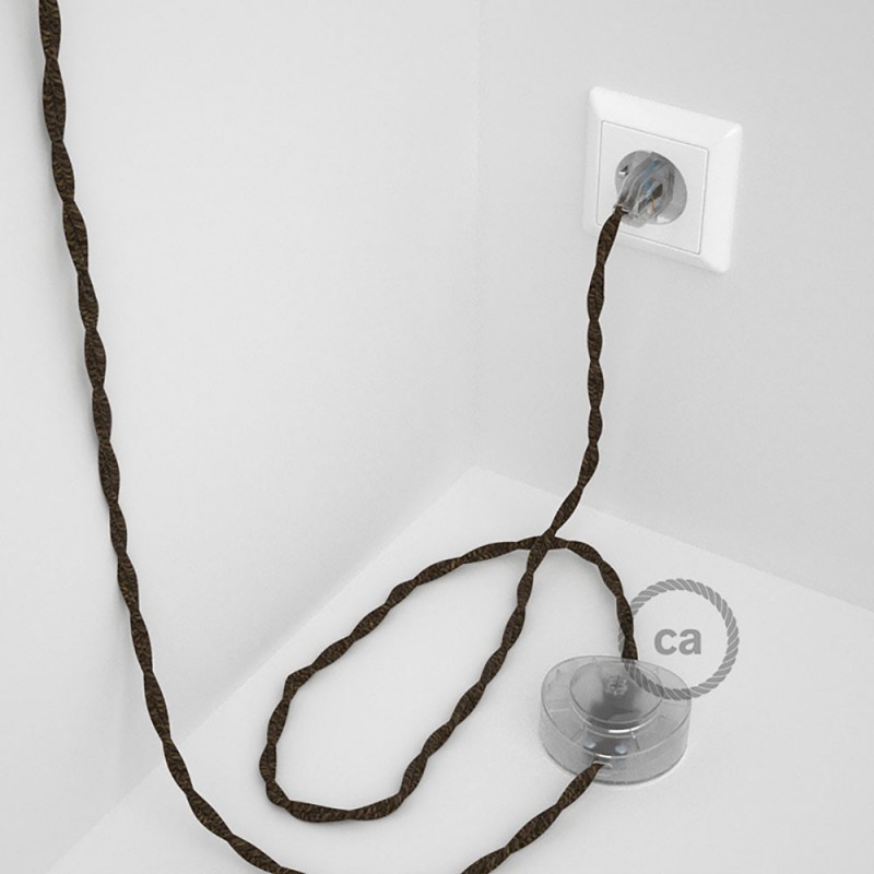 Cableado para lámpara de pie, cable TN04 Lino Natural Marrón 3 m. Elige tu el color de la clavija y del interruptor!