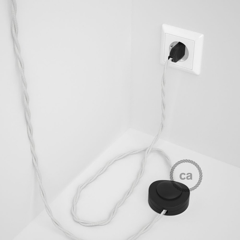 Cableado para lámpara de pie, cable TC01 Algodón Blanco 3 m. Elige tu el color de la clavija y del interruptor!