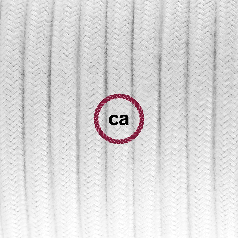 Cableado para lámpara de pie, cable RC01 Algodón Blanco 3 m. Elige tu el color de la clavija y del interruptor!