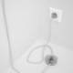 Cableado para lámpara de pie, cable RC01 Algodón Blanco 3 m. Elige tu el color de la clavija y del interruptor!