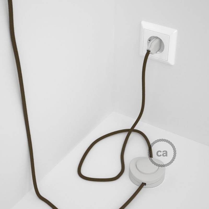 Cableado para lámpara de pie, cable RC13 Algodón Marrón 3 m. Elige tu el color de la clavija y del interruptor!
