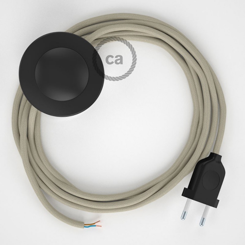 Cableado para lámpara de pie, cable RC43 Algodón Gris Pardo 3 m. Elige tu el color de la clavija y del interruptor!