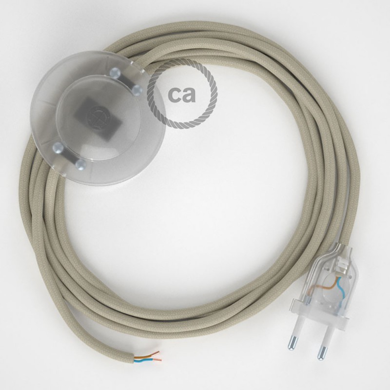 Cableado para lámpara de pie, cable RC43 Algodón Gris Pardo 3 m. Elige tu el color de la clavija y del interruptor!