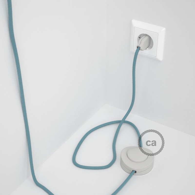 Cableado para lámpara de pie, cable RC53 Algodón Oceano 3 m. Elige tu el color de la clavija y del interruptor!