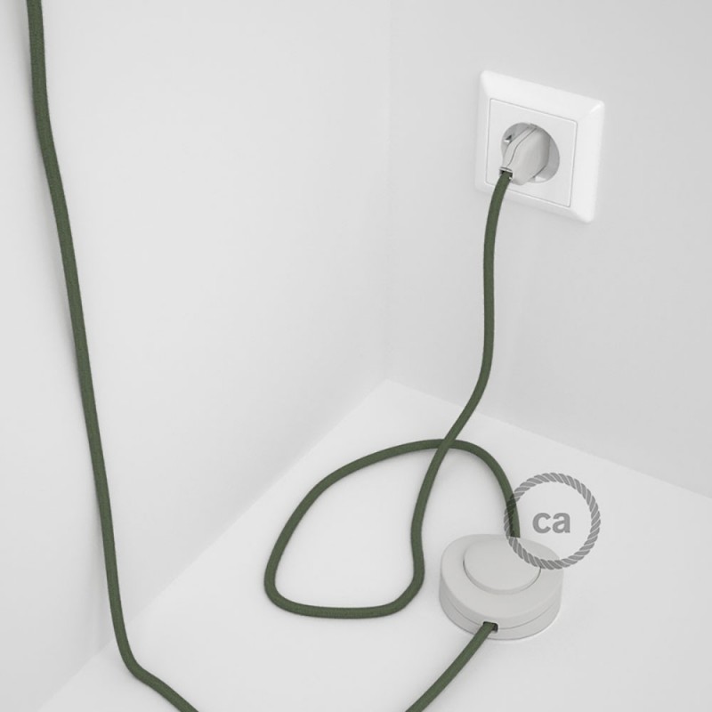 Cableado para lámpara de pie, cable RC63 Algodón Verde Gris 3 m. Elige tu el color de la clavija y del interruptor!