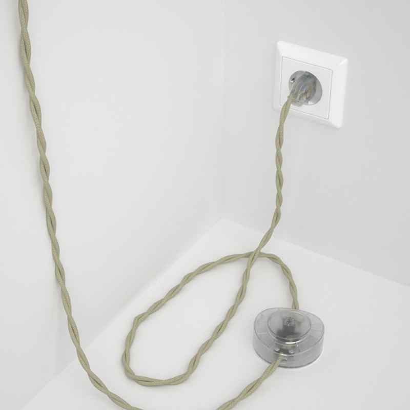 Cableado para lámpara de pie, cable TC43 Algodón Gris Pardo 3 m. Elige tu el color de la clavija y del interruptor!