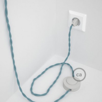Cableado para lámpara de pie, cable TC53 Algodón Oceano 3 m. Elige tu el color de la clavija y del interruptor!