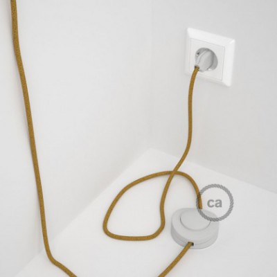 Cableado para lámpara de pie, cable RL05 Efecto Seda Glitter Dorado 3 m. Elige tu el color de la clavija y del interruptor!