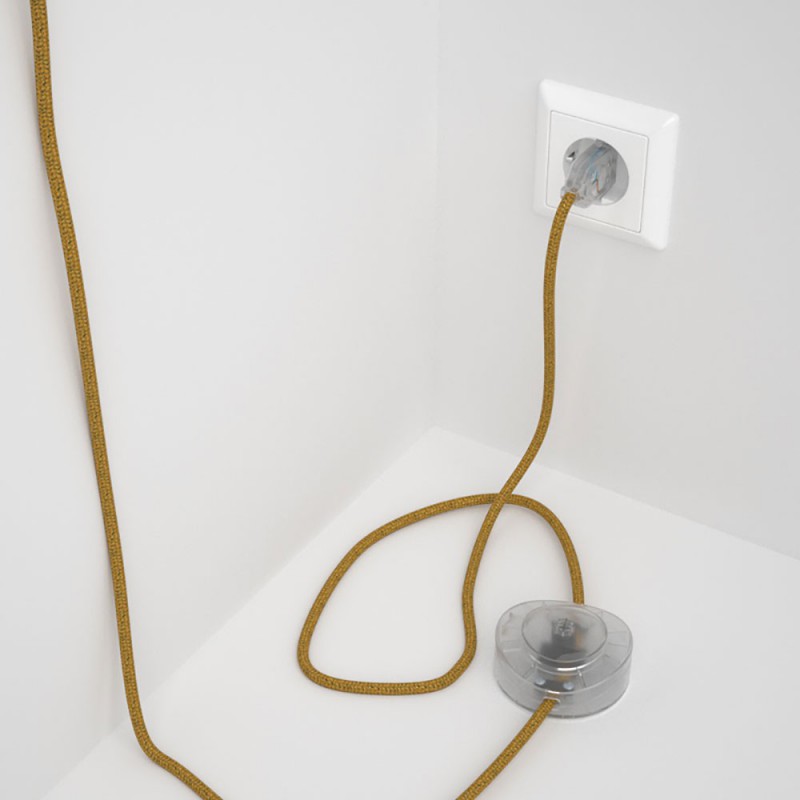 Cableado para lámpara de pie, cable RL05 Efecto Seda Glitter Dorado 3 m. Elige tu el color de la clavija y del interruptor!