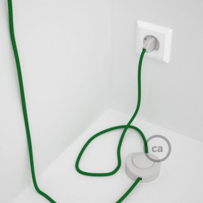 Cableado para lámpara de pie, cable RL06 Efecto Seda Glitter Verde 3 m. Elige tu el color de la clavija y del interruptor!