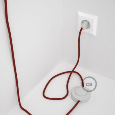 Cableado para lámpara de pie, cable RL09 Efecto Seda Glitter Rojo 3 m. Elige tu el color de la clavija y del interruptor!