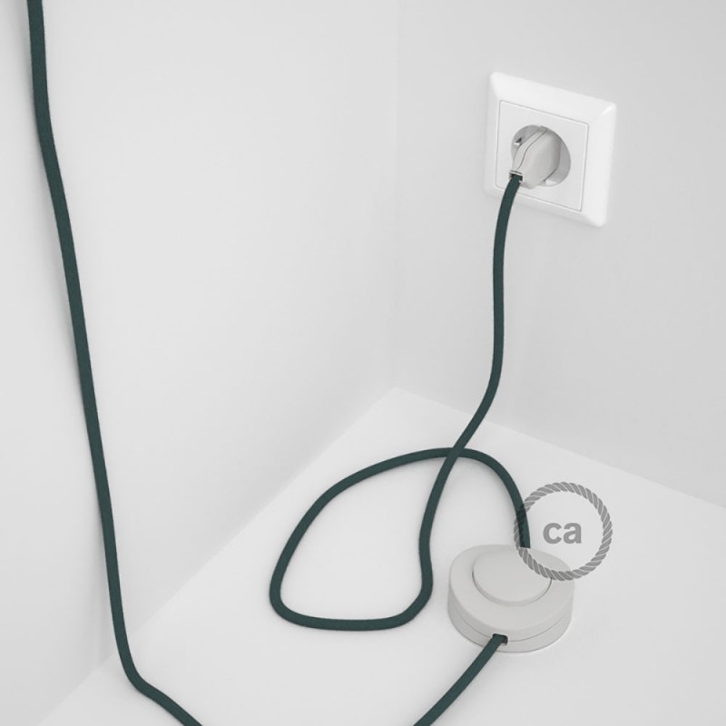 Cableado para lámpara de pie, cable RC30 Algodón Gris Piedra 3 m. Elige tu el color de la clavija y del interruptor!