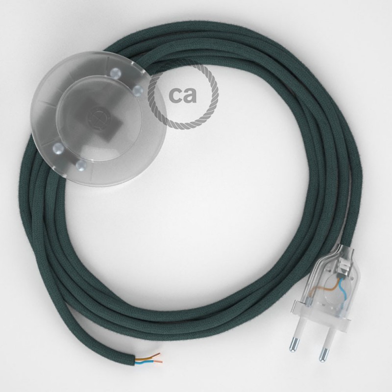 Cableado para lámpara de pie, cable RC30 Algodón Gris Piedra 3 m. Elige tu el color de la clavija y del interruptor!