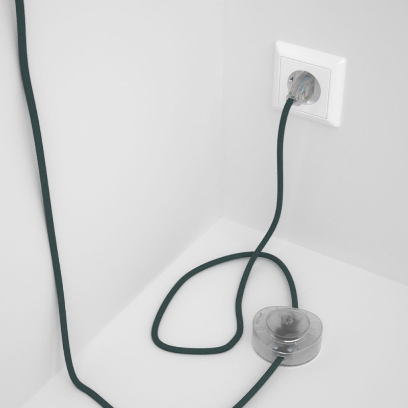 Cableado para lámpara de pie, cable RC30 Algodón Gris Piedra 3 m. Elige tu el color de la clavija y del interruptor!